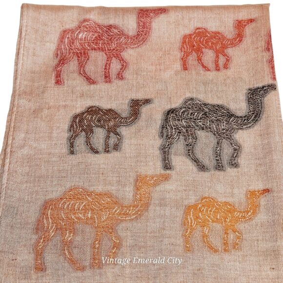 Handwoven Pashmina 100% Cashmere Wrap Shawl Salmon Pink Camel Design India Scarf - Picture 9 of 12